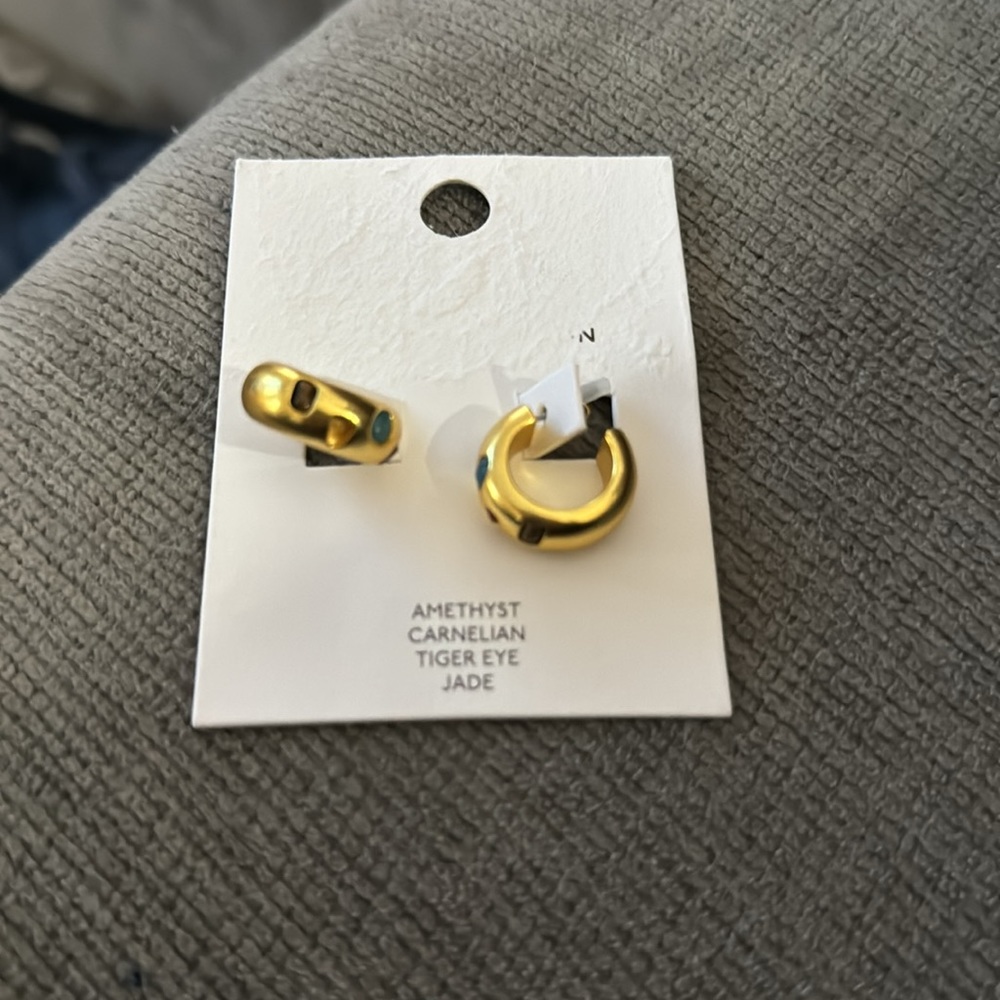 NWT Madewell Stone Collection Chunky Hoop Earrings - Picture 3 of 3